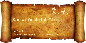 Kassa Archibáld névjegykártya